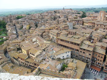 High angle view of old town in city