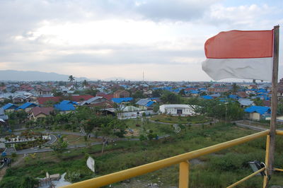 High angle view of townscape against sky