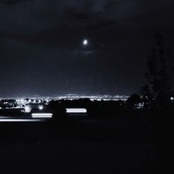 View of illuminated city at night