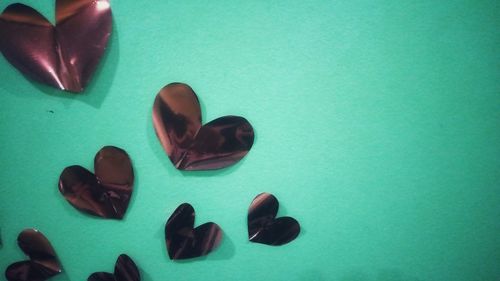 High angle view of heart shape on table