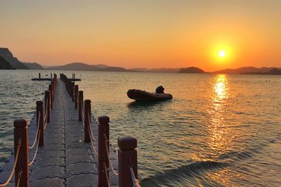 Scenic view of sea against sky during sunset