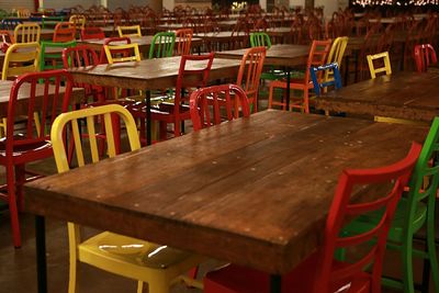 Chairs and tables at sidewalk cafe