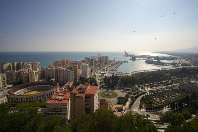 Aerial view of city at waterfront