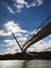 Low angle view of bridge over river against sky