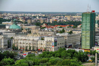 Cityscape against clear sky