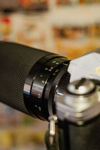 Close-up of film slr camera 