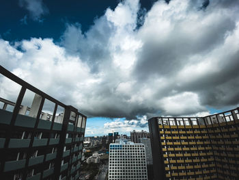 Low angle view of buildings against sky