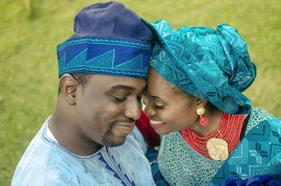 Close-up portrait of young couple