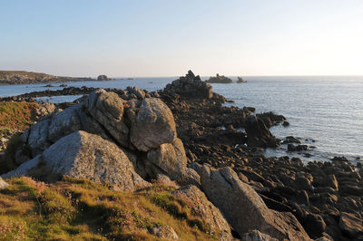 Scenic view of sea against clear sky