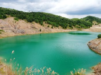 Scenic view of lake against sky