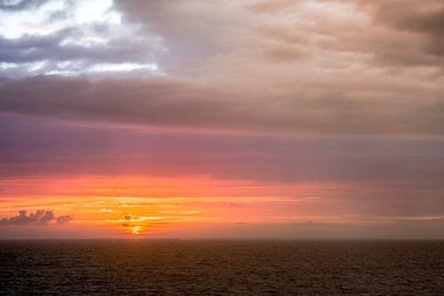 Scenic view of sea against dramatic sky