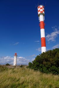 Low angle view of lighthouse against clear sky