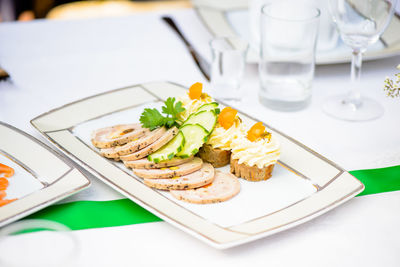 Close-up of food in plate on table