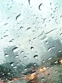 Close-up of water drops on glass