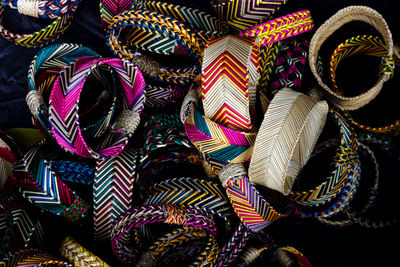 Full frame shot of multi colored bracelets for sale in market