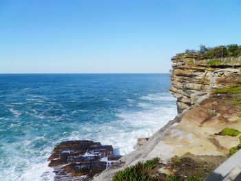 Scenic view of sea against clear sky