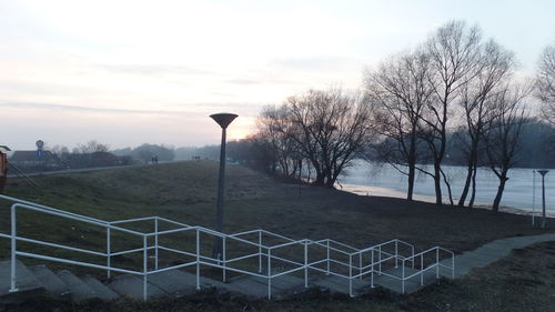 Scenic view of fence against sky