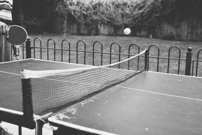 Empty bench against the sky