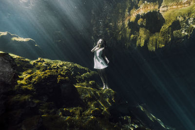 Man swimming in sea