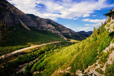 Scenic view of mountains against sky