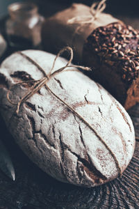 High angle view of bread on table