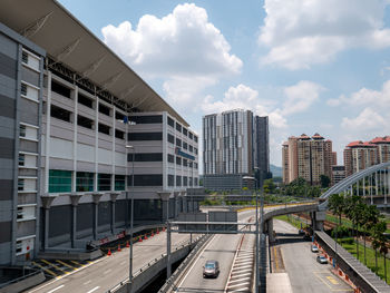 High angle view of buildings in city