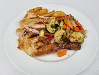 Close-up of food in plate on table