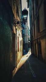 Narrow alley along buildings