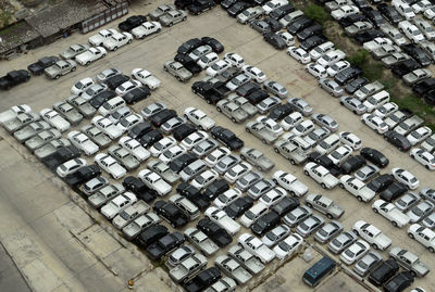 Aerial view of cars at parking lot