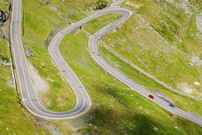 High angle view of transfagarasan road on mountain