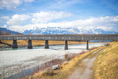 Bridge over river against sky