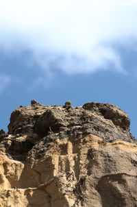 Low angle view of rock formation against sky
