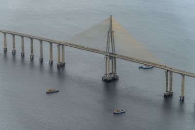 Beautiful aerial view to long new bridge in the city of manaus