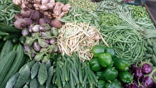 High angle view of green vegetables