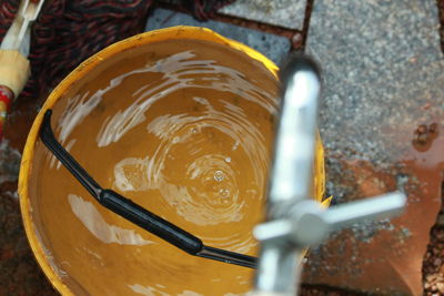 High angle view of drink in glass