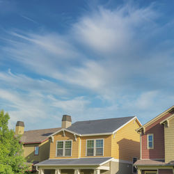 Low angle view of buildings against sky