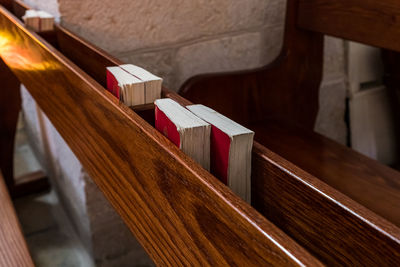 Close-up of books on table