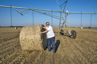 Full length of man with standing at farm