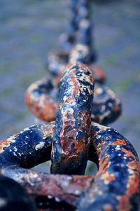 Close-up of rusty metal chain