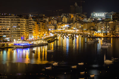 Illuminated city at night