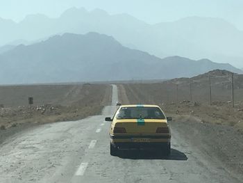 High angle view of car on road