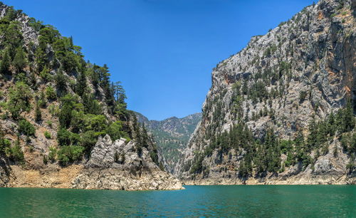 Scenic view of sea against mountain