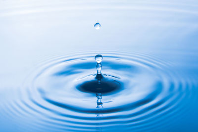 Close-up of drop falling in water