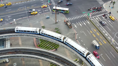 High angle view of traffic on city street