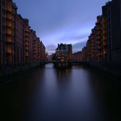 Reflection of buildings in water