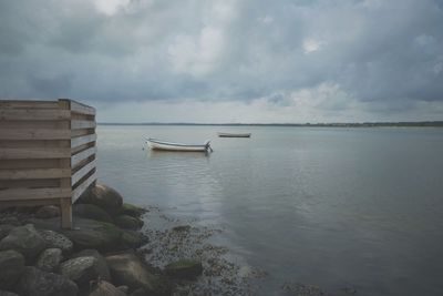 Scenic view of sea against cloudy sky