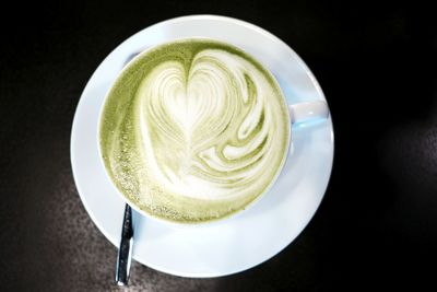 High angle view of coffee on table