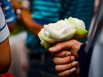 Close-up of hand holding ice cream