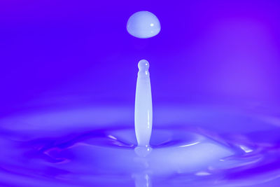 Close-up of water splashing against blue background