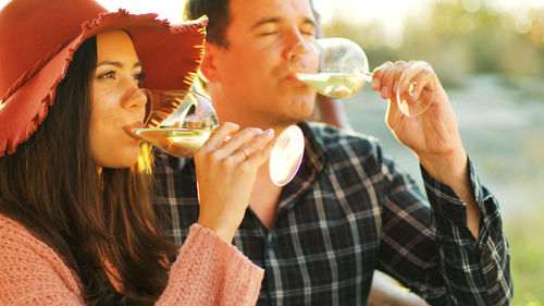 Young woman drinking water